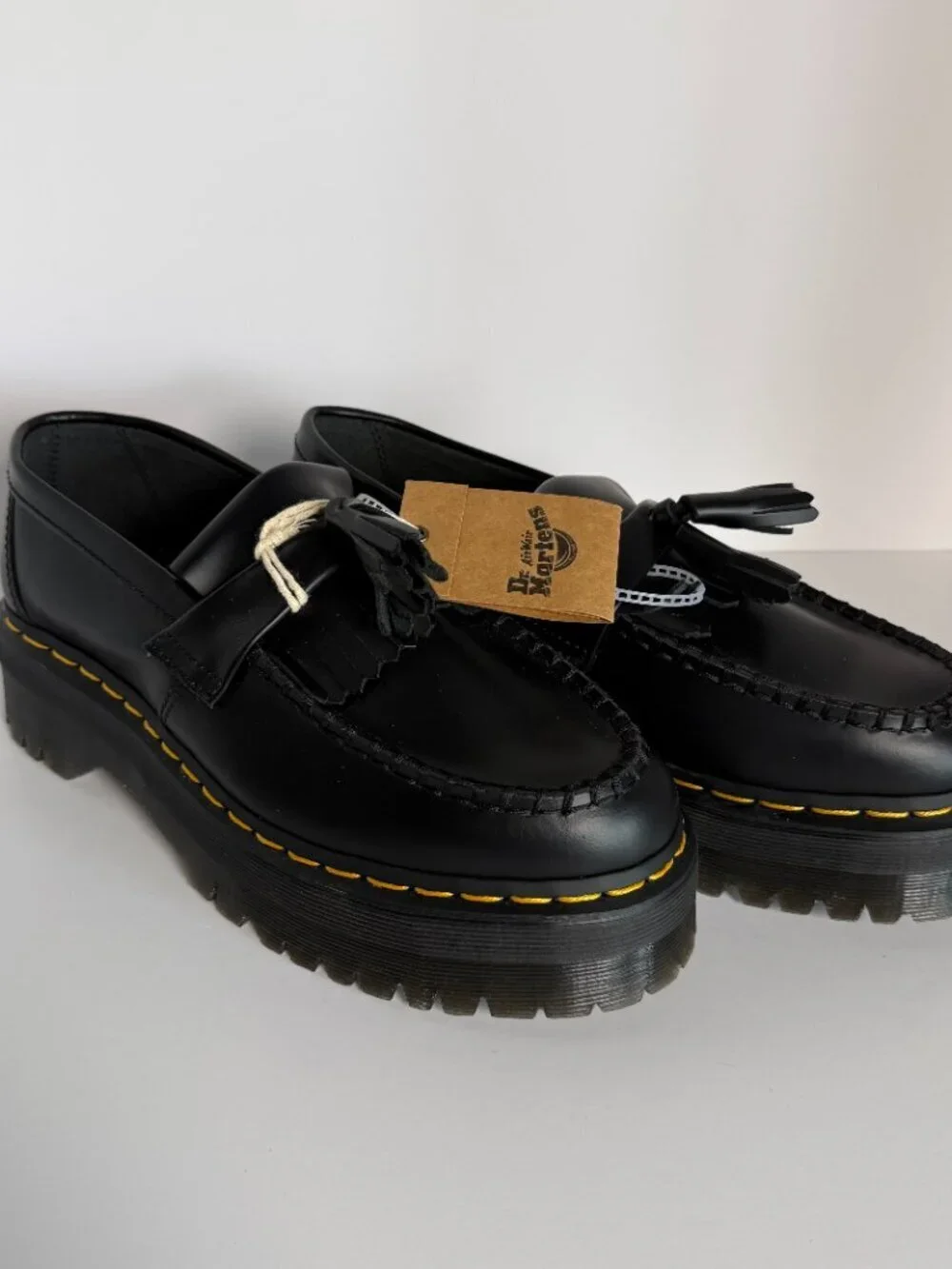 Dr. Martens Adrian Quad Platform Loafers Tassle Black 7 Mens/8 Ladies NEW